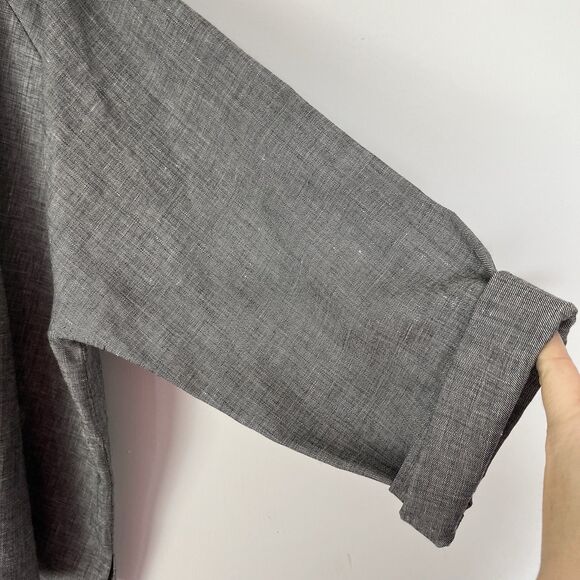 Eskandar Sz 0 GRAY Denim Exquisite Wool Linen Minimalist Jacket Blazer - Picture 3 of 8